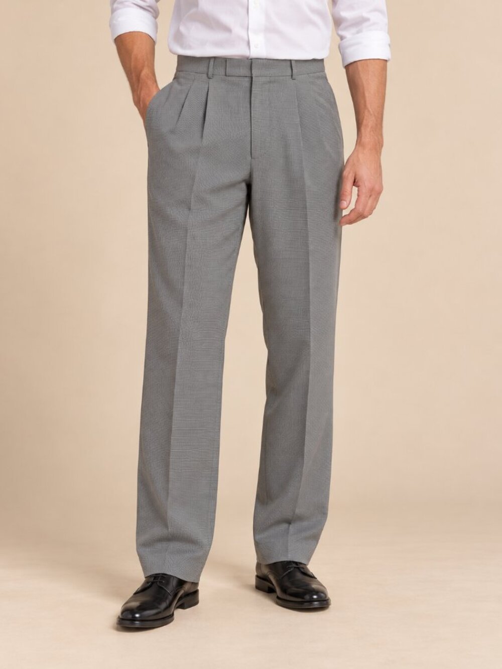 Perry Ellis Portfolio Gray Houndstooth Pleated Dress Pants 33x32
